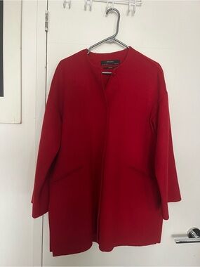 Zara Handmade Red Collarless Trench Coat